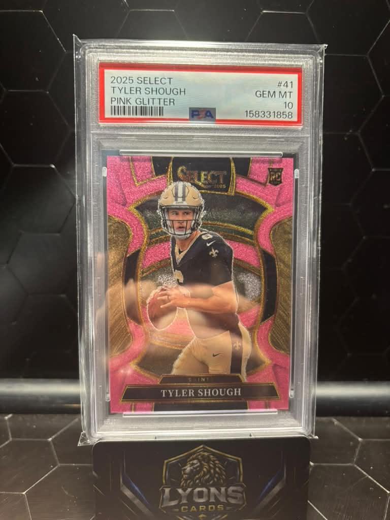 2025 Select Tyler Shough #41 Pink Glitter Prizm RC /15 PSA 10