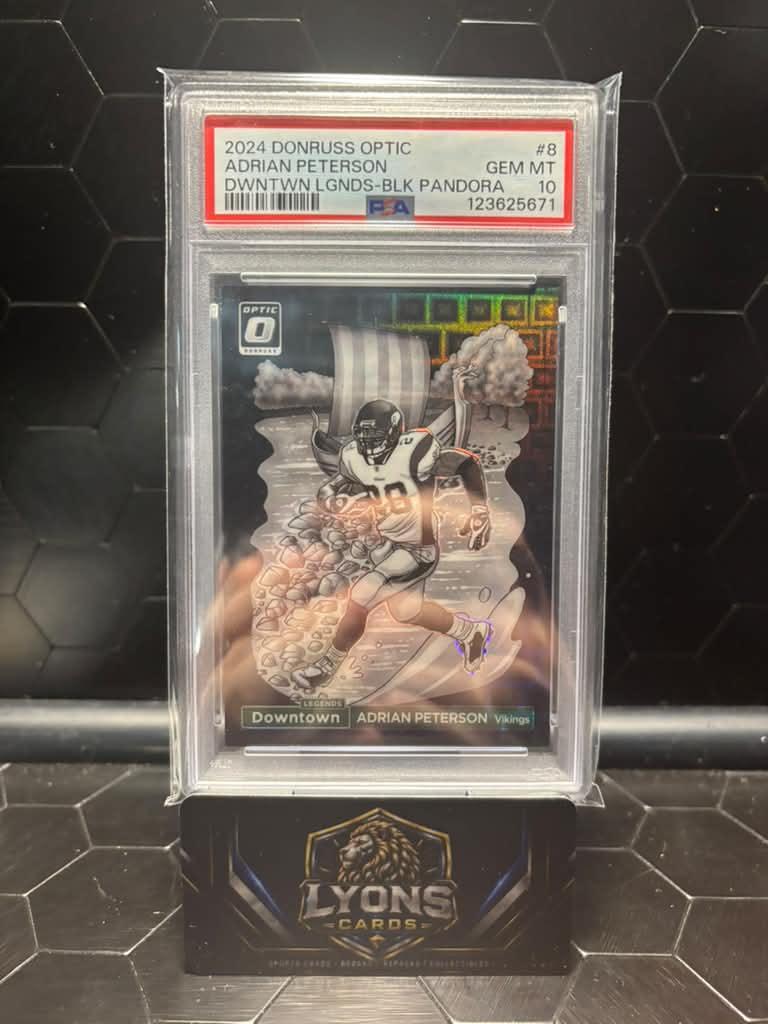 2024 Donruss Optic Adrian Peterson #8 Downtown Legends Black Pandora /25 PSA 10