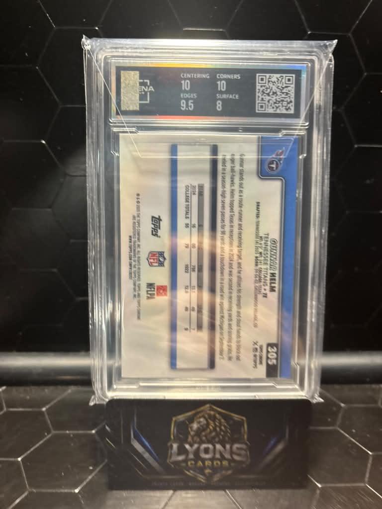 2025 Topps Chrome Sapphire Gunnar Helm #305 Black Sapphire /10 RC Arena 8.5