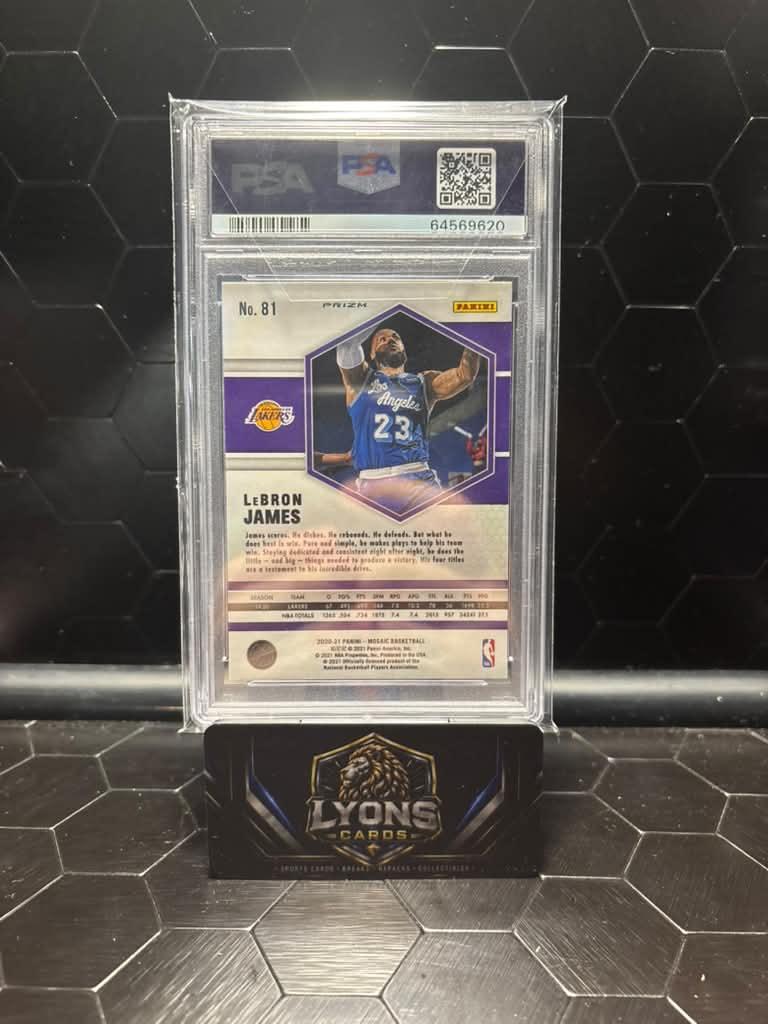 2020-21 Panini Mosaic LeBron James #81 Genesis Prizm SSP PSA 9
