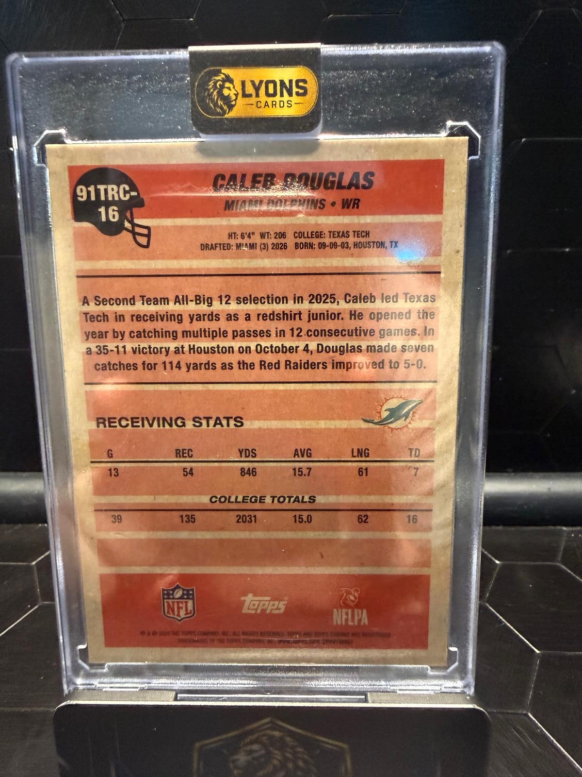 2026 Topps Chrome Caleb Douglas #91TBC-16 35th Anniv Orange RC 10/10