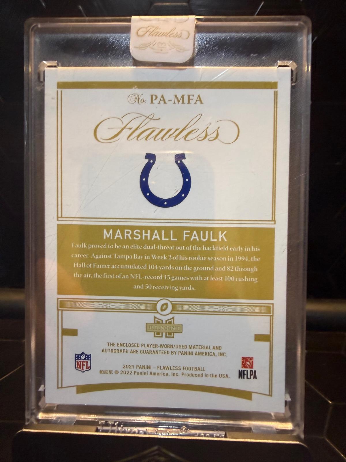 2021 Panini Flawless Marshall Faulk #PA-MFA Patch Auto /6