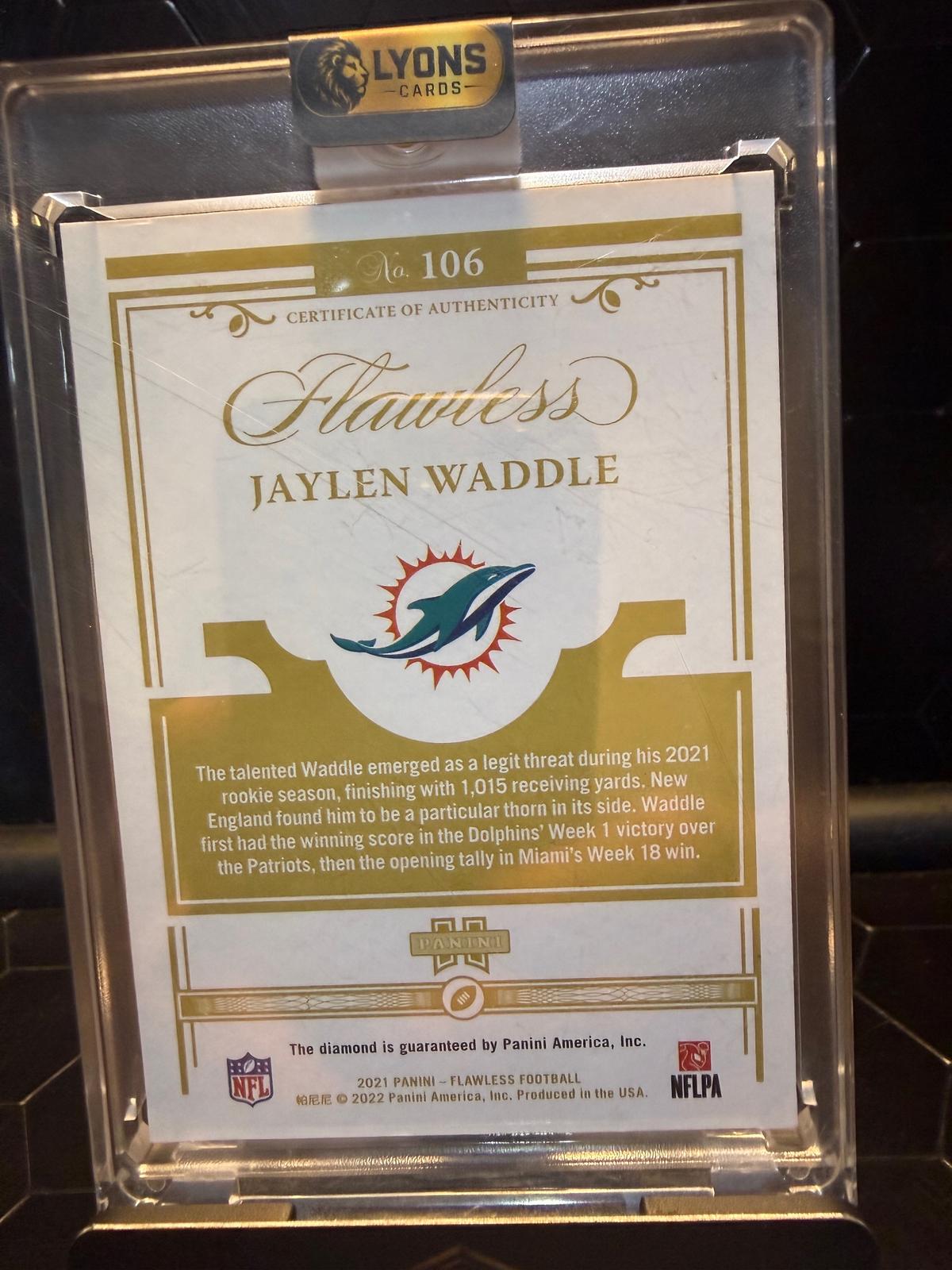 2021 Panini Flawless Jaylen Waddle #106 Diamond RC 03/10