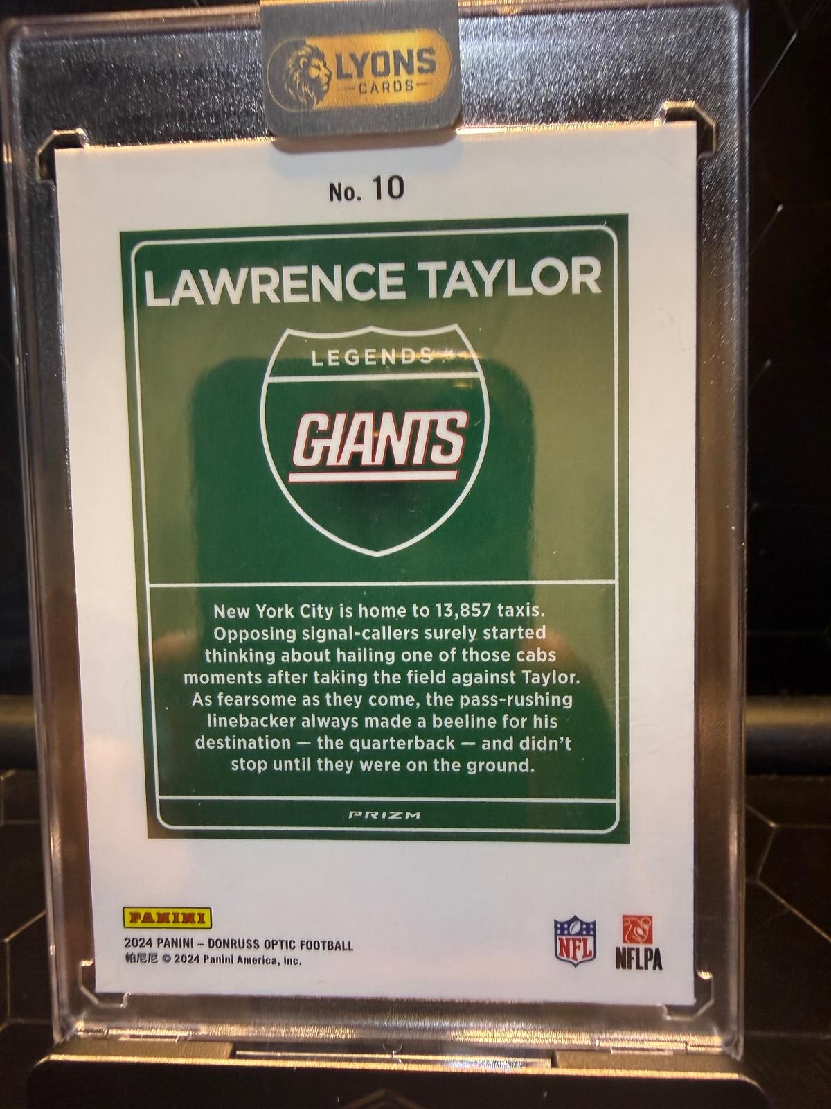 2024 Panini Donruss Optic Lawrence Taylor #10 Downtown Legends SSP