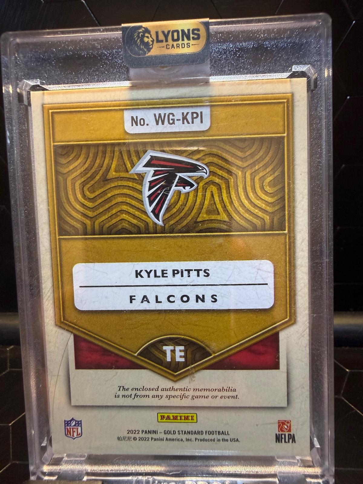 2022 Panini Gold Standard Kyle Pitts #WG-KPJ White Gold Patch 1/1