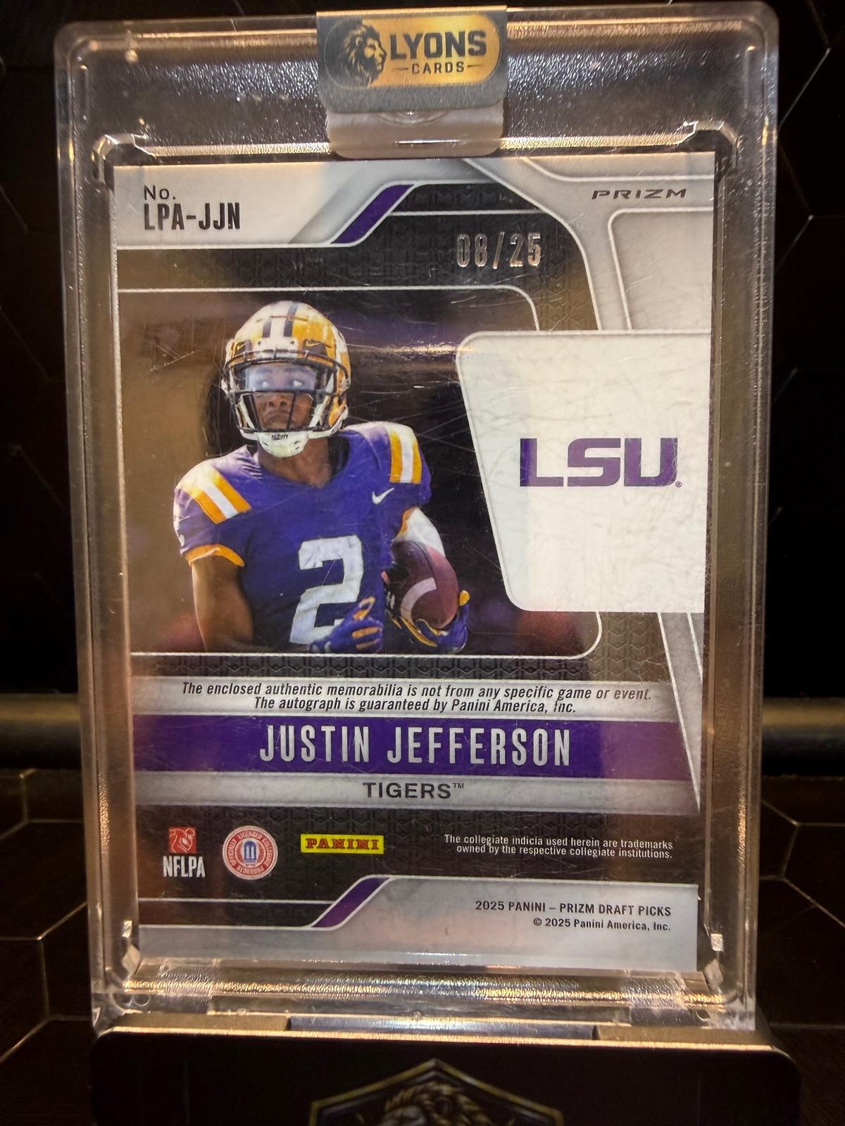 2025 Panini Prizm Draft Picks Justin Jefferson #LPA-JJN Legends Patch Auto 08/25