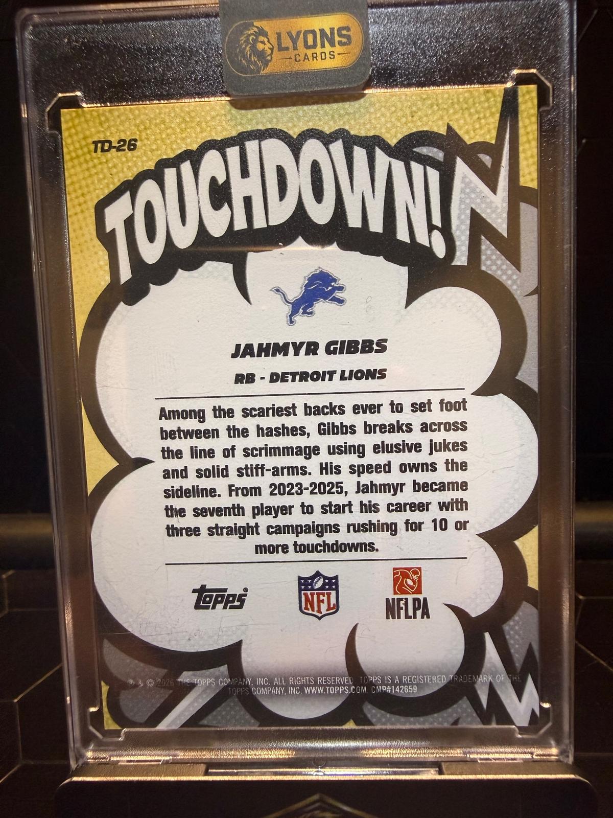 2026 Topps Flagship Jahmyr Gibbs #TD-26 Touchdown SSP