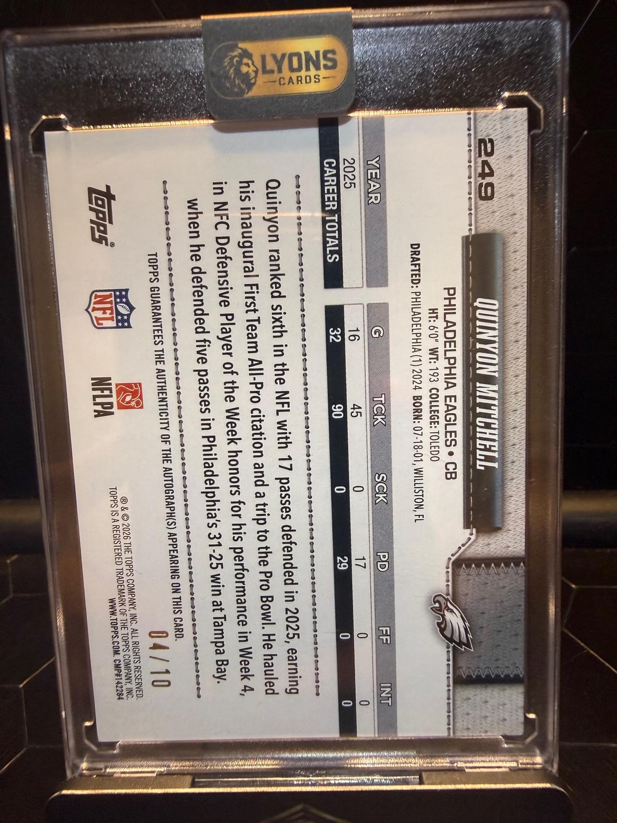 2026 Topps Flagship #249 Quinyon Mitchell Auto
