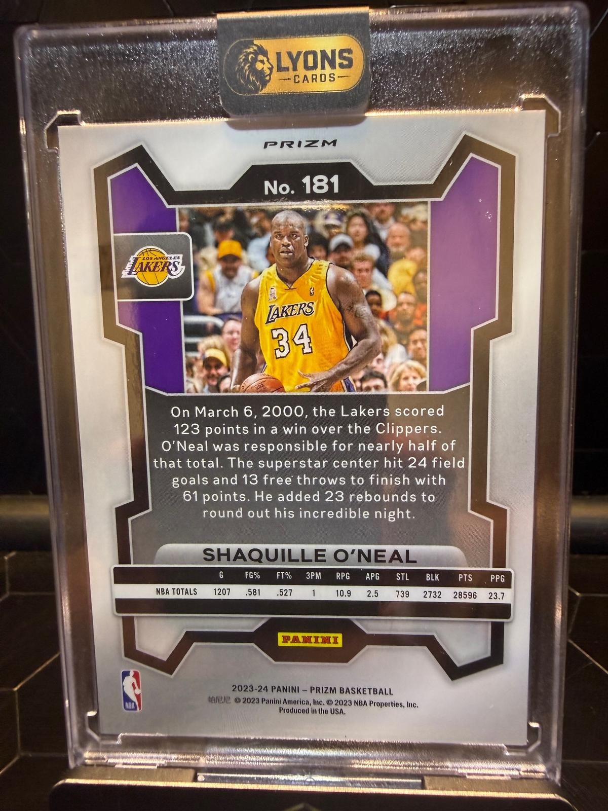 2023-24 Panini Prizm Shaquille O’Neal #181 King Snakeskin SSP