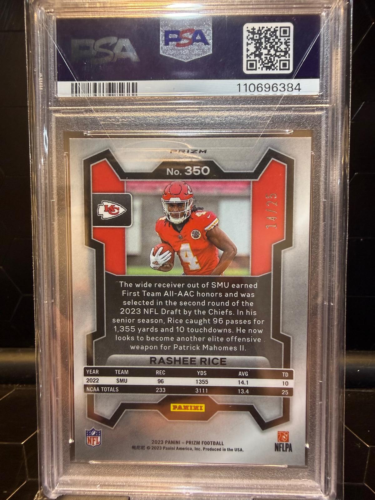 2023 Panini Prizm #350 Rashee Rice Blue Shimmer PSA 9
