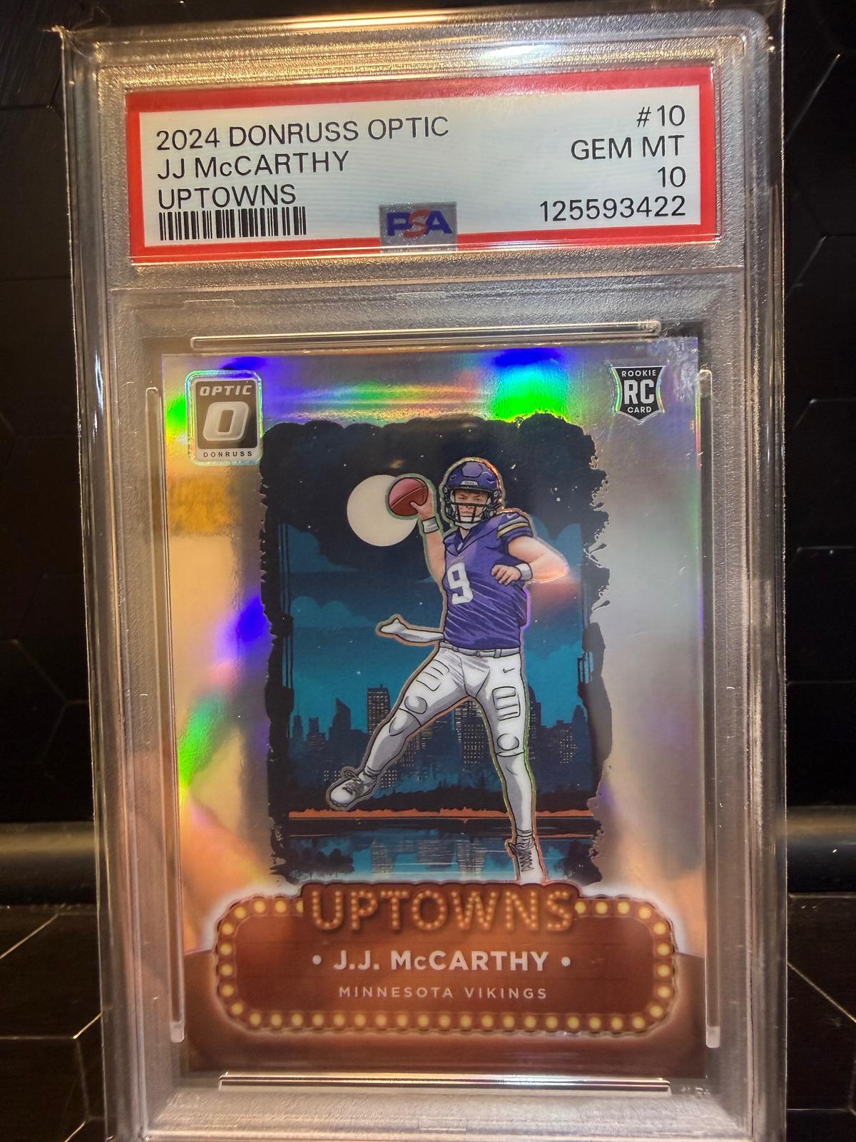 2024 Donruss Optic #10 J.J. McCarthy Uptowns PSA 10