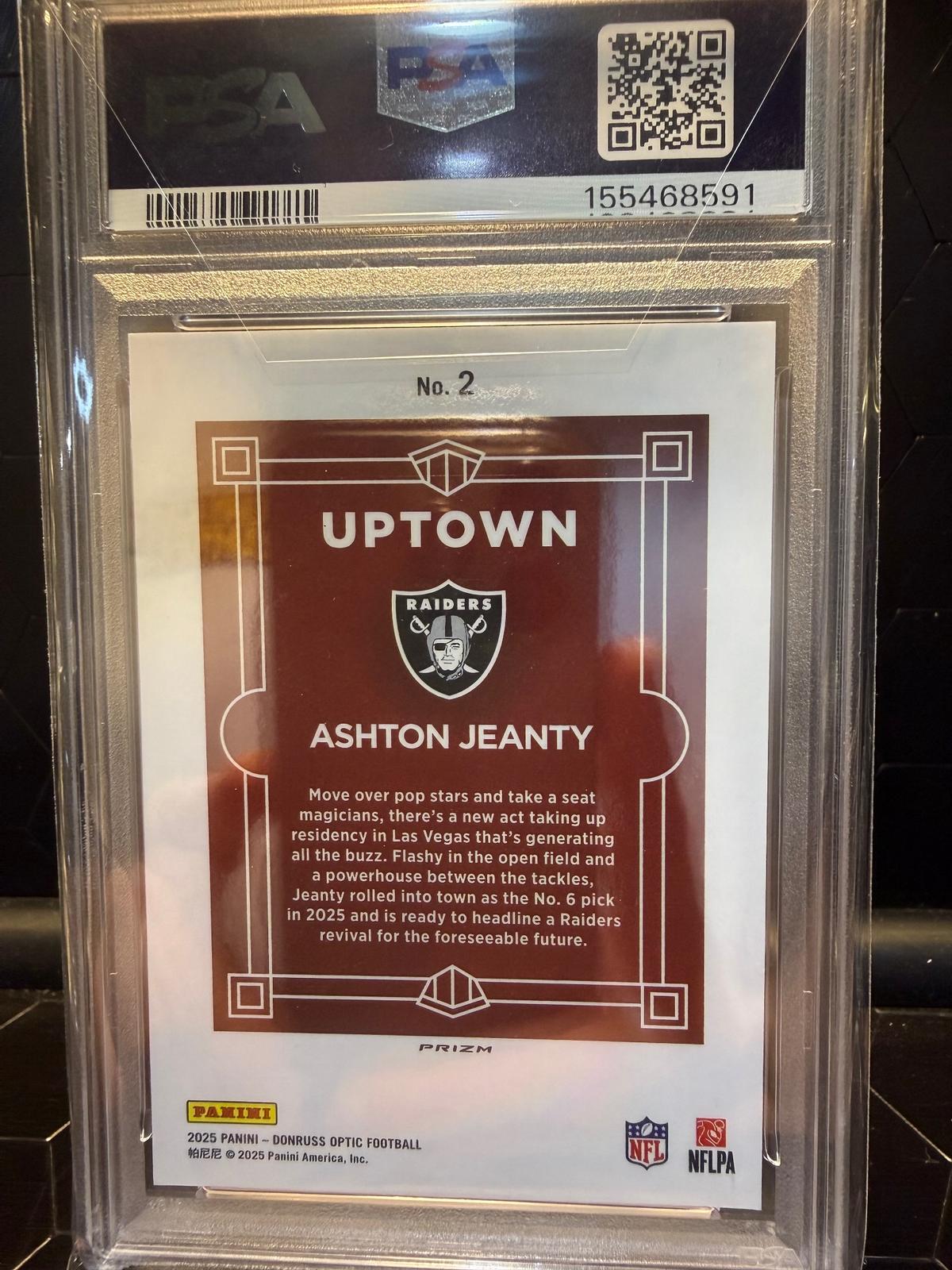 2025 Donruss Optic Ashton Jeanty #2 Uptown RC PSA 9