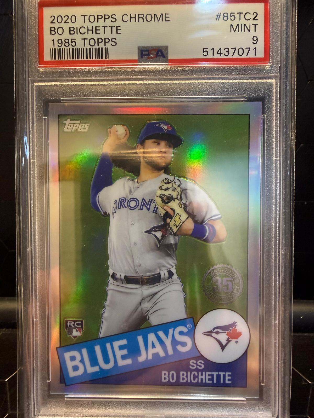 2020 Topps Chrome Bo Bichette #85TC2 1985 Topps RC PSA 9