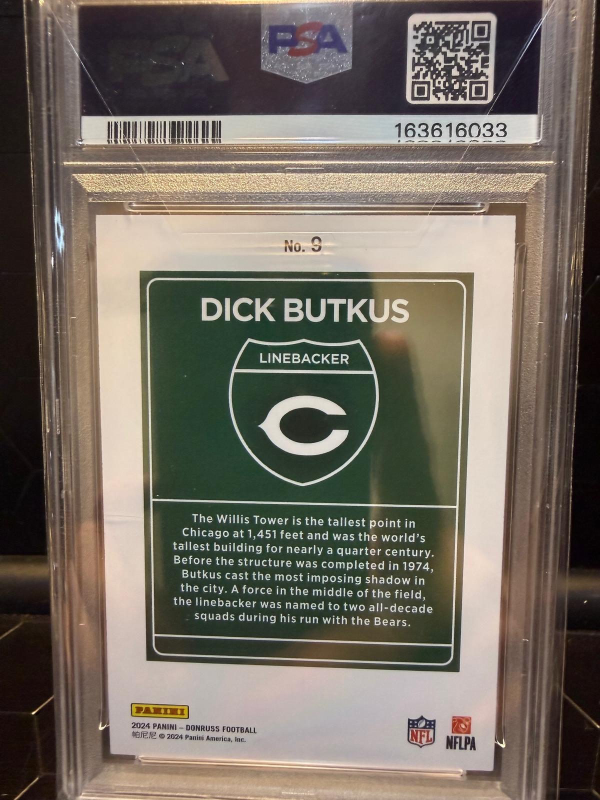 2024 Panini Donruss Dick Butkus #9 Downtown! PSA 10