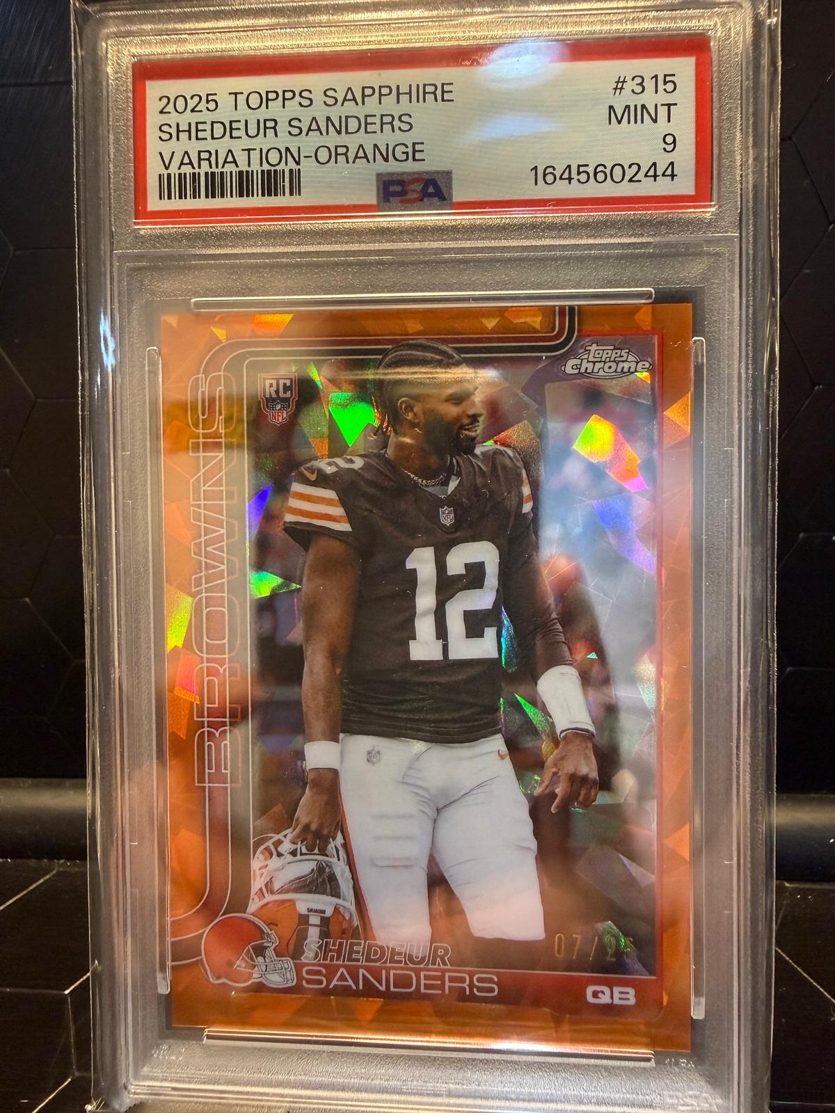 2025 Topps Chrome #315 Shedeur Sanders Variation Orange /25 PSA 9