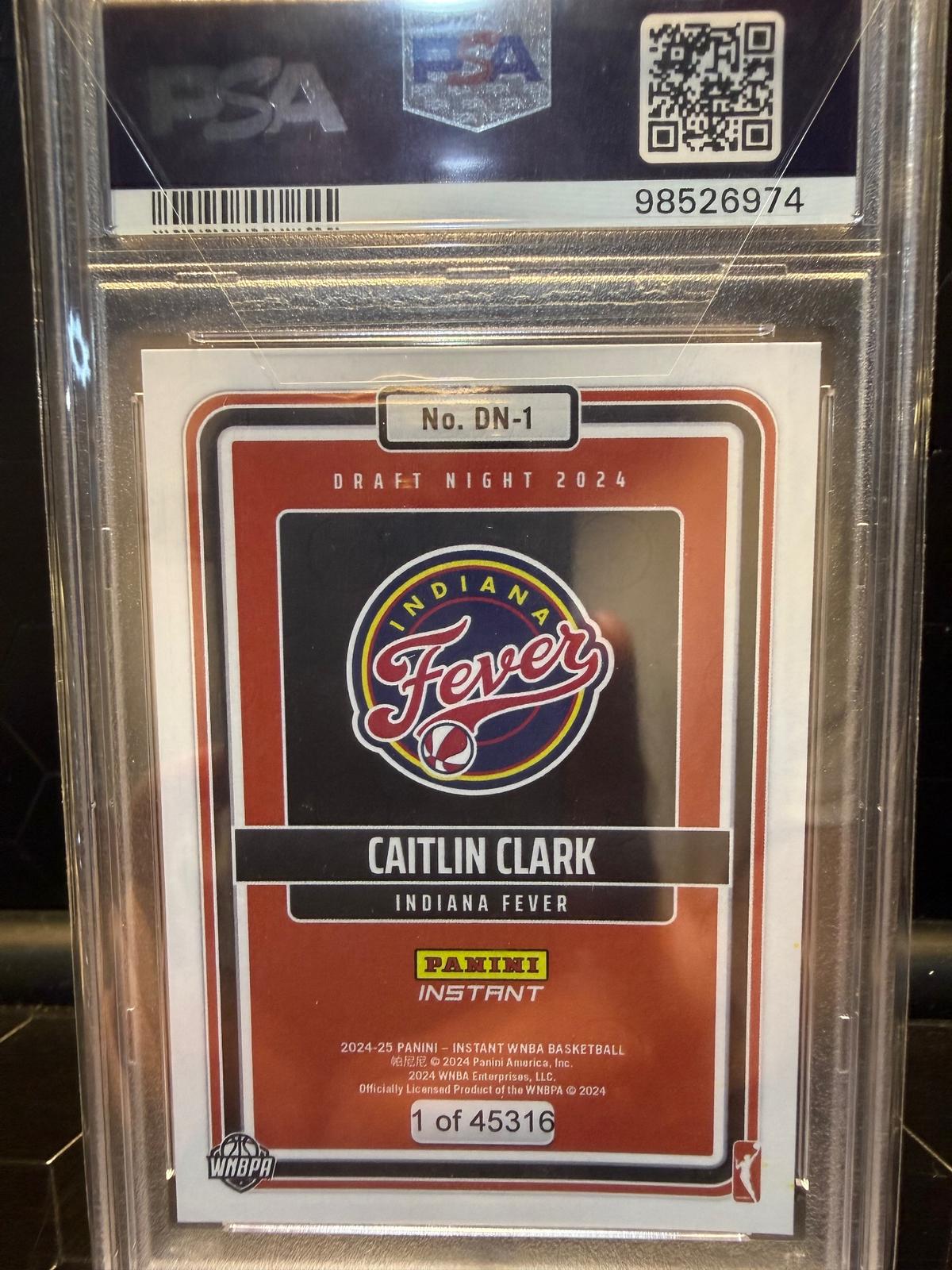 2024 Panini Instant WNBA Caitlin Clark #DN-1 Draft Night RC PSA 10
