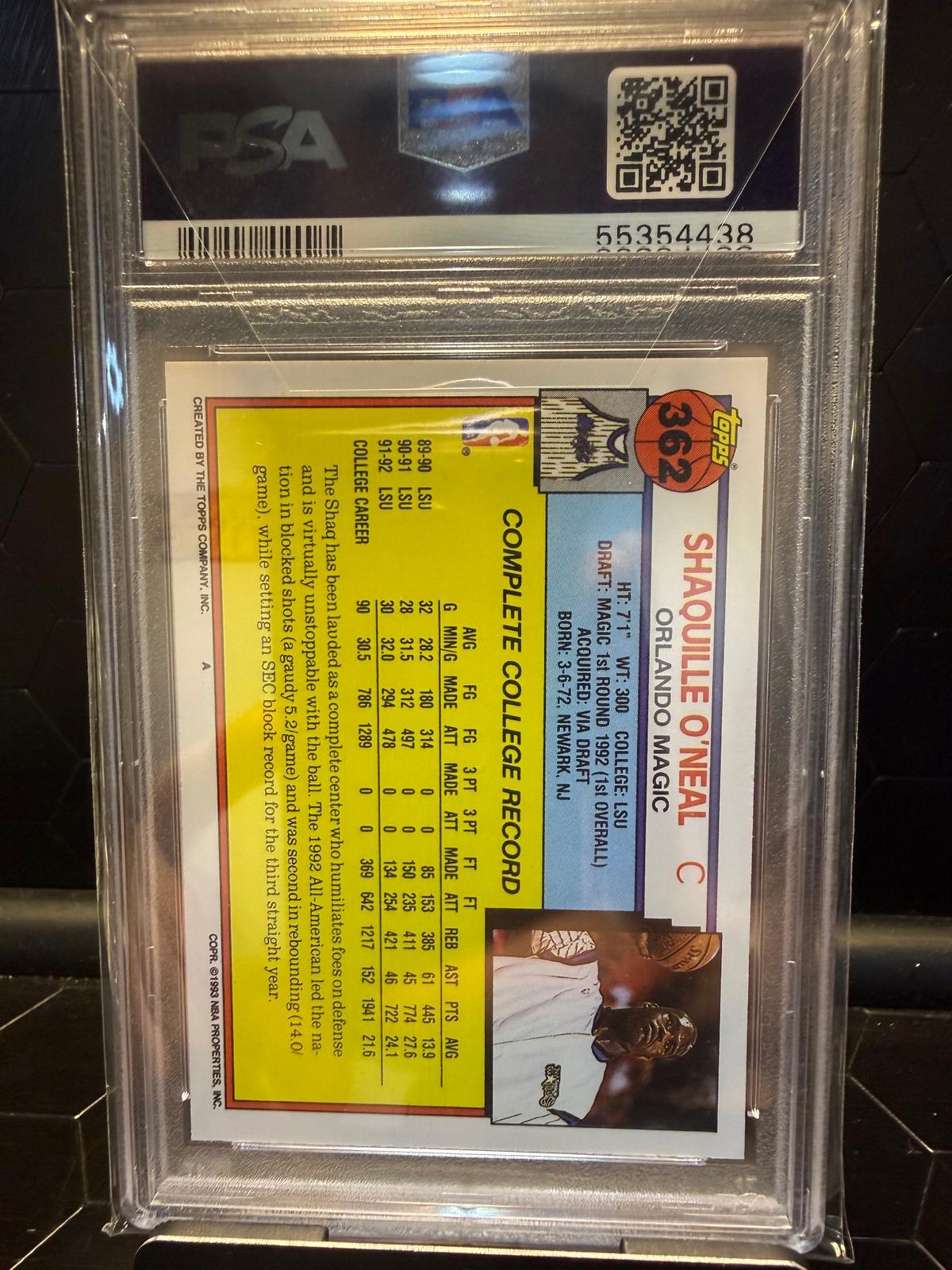 1992 Topps Shaquille O'Neal #362 RC PSA 10