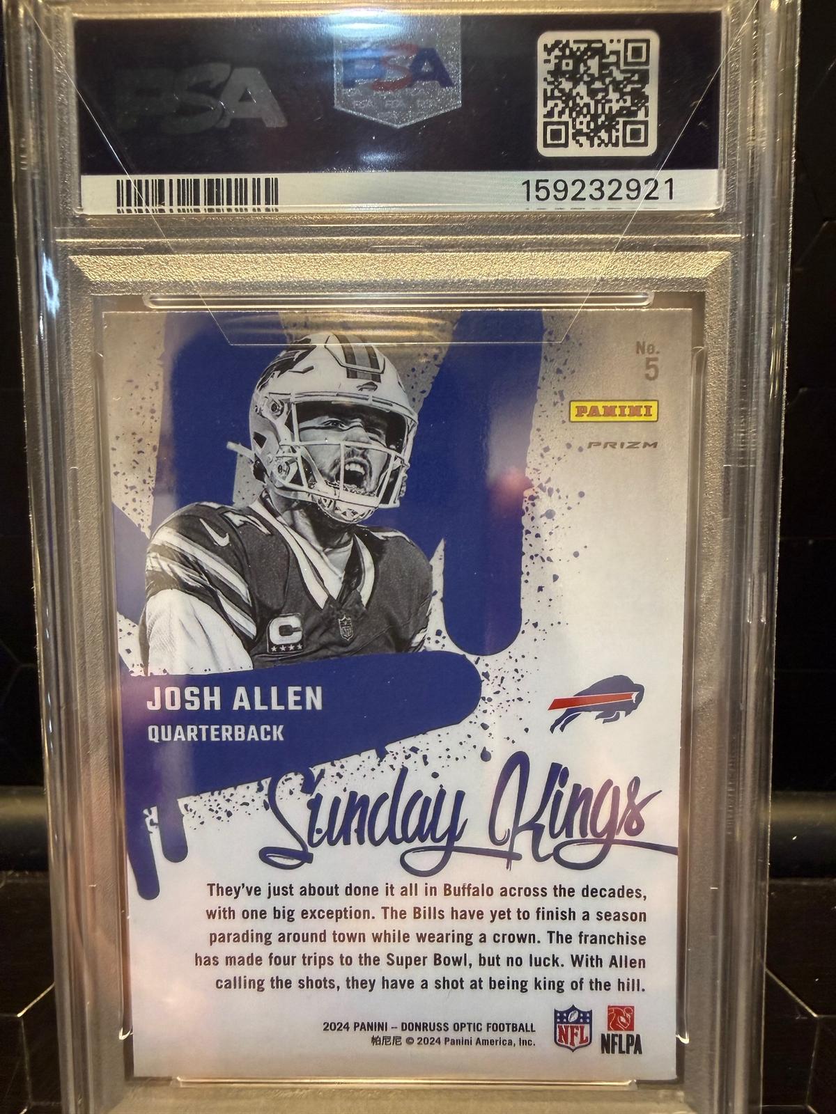 2024 Donruss Optic Josh Allen #5 Sunday Kings PSA 9