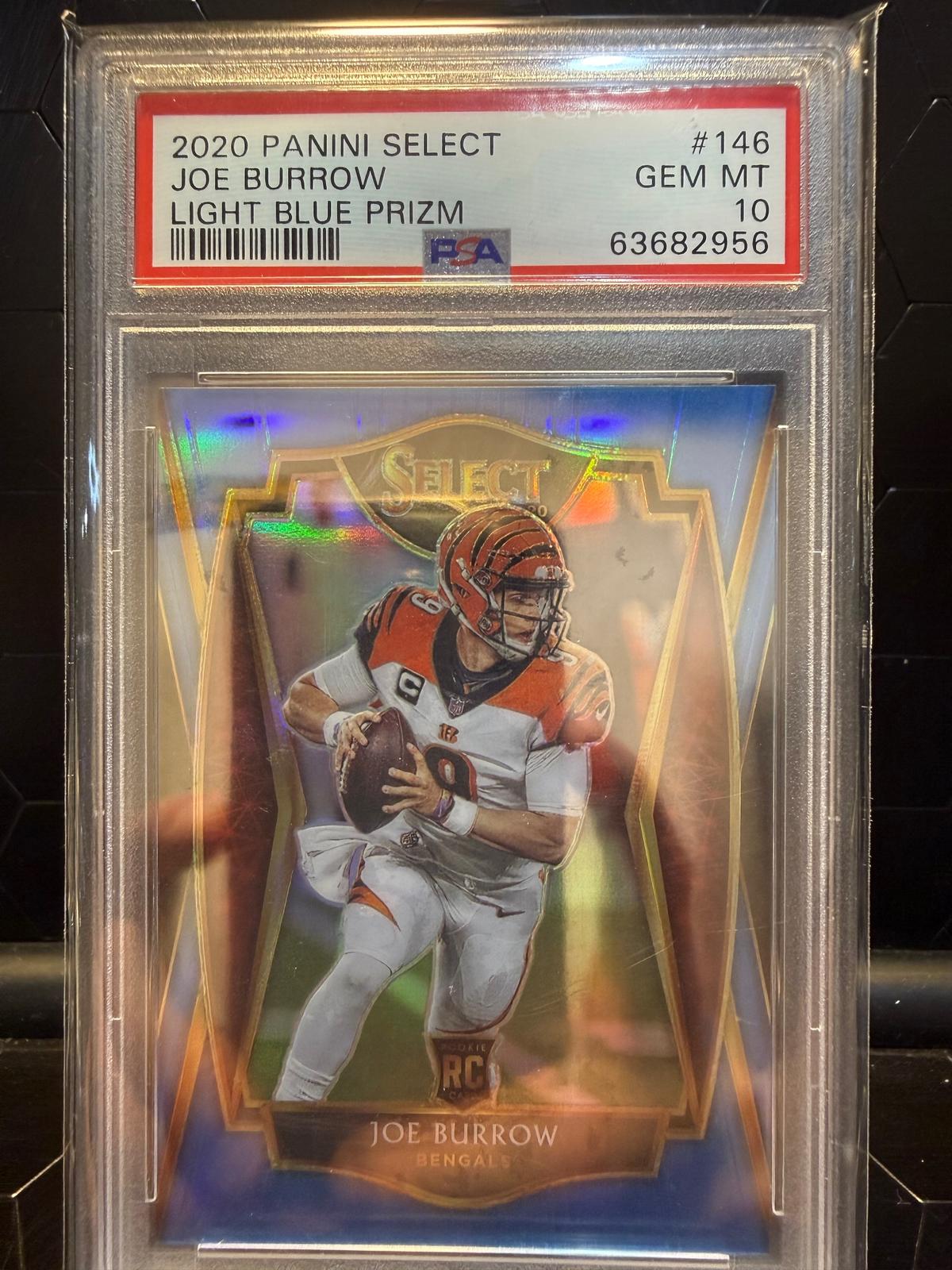 2020 Panini Select Joe Burrow #146 Light Blue Prizm RC 91/99 PSA 10