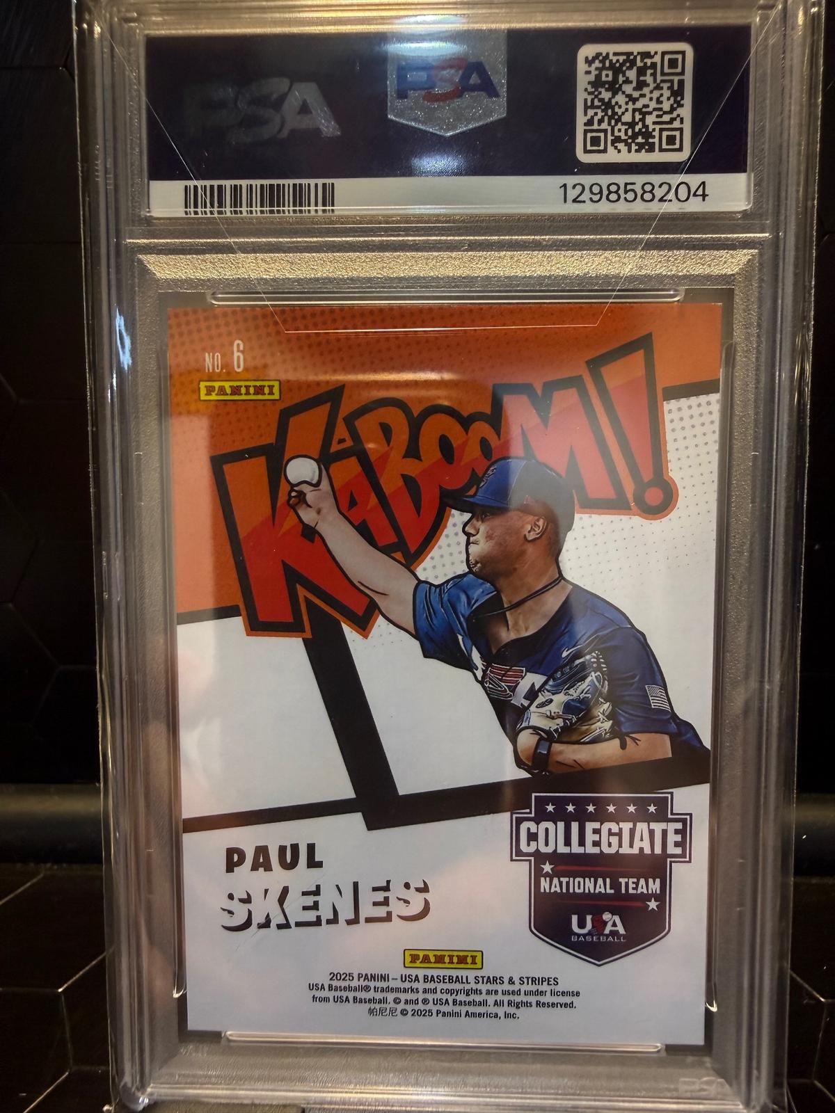 2025 Panini USA Baseball Stars & Stripes Paul Skenes #6 Kaboom! PSA 9