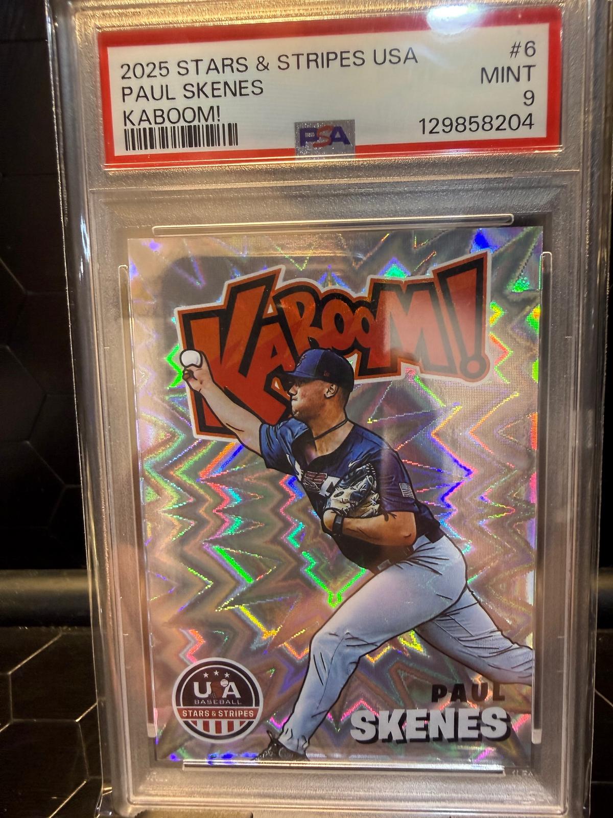 2025 Panini USA Baseball Stars & Stripes Paul Skenes #6 Kaboom! PSA 9