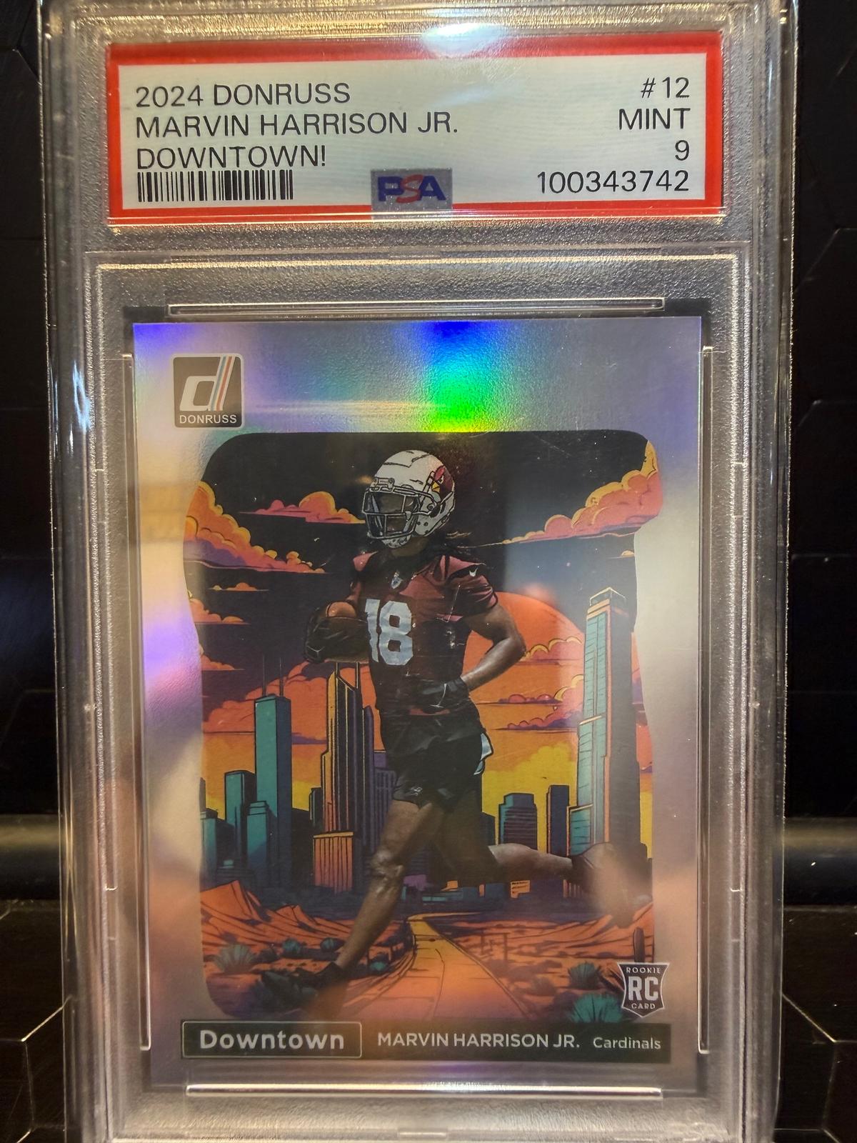 2024 Panini Donruss Marvin Harrison Jr. #12 Downtown! RC PSA 9
