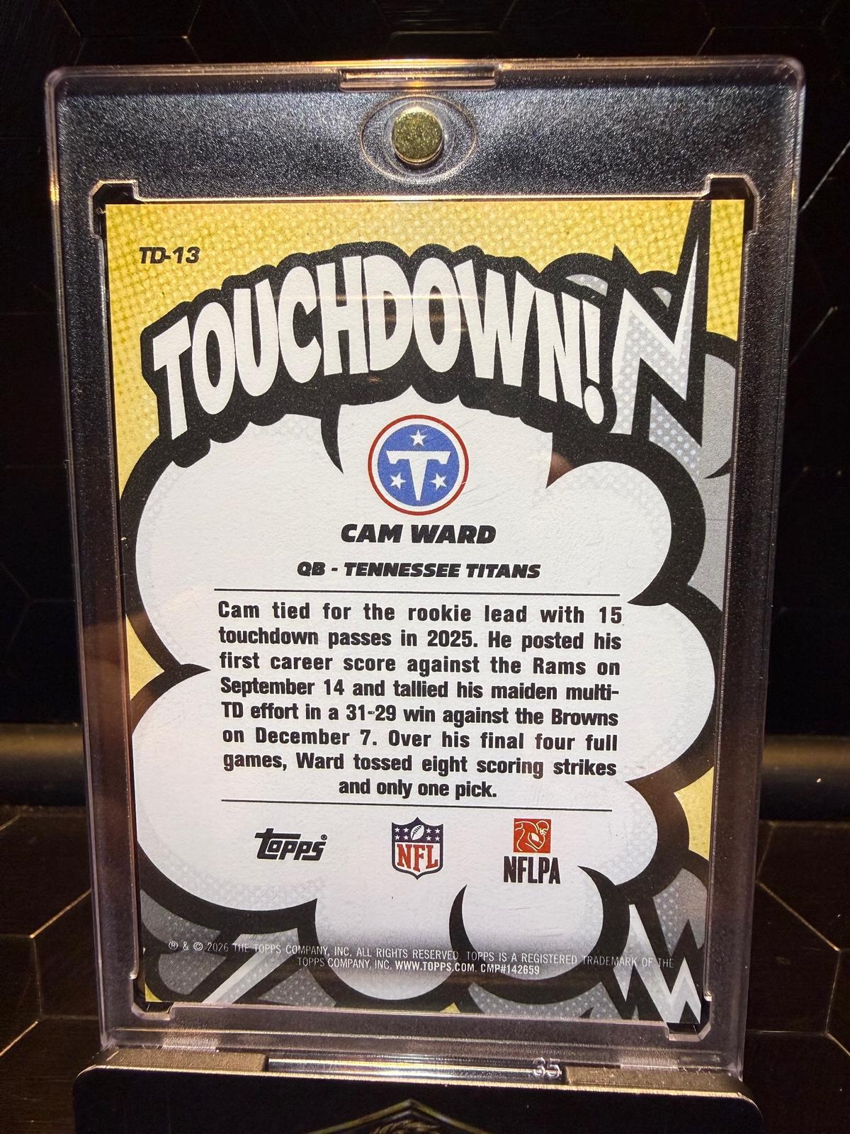 2026 Topps Cam Ward #TD-13 Touchdown! RC