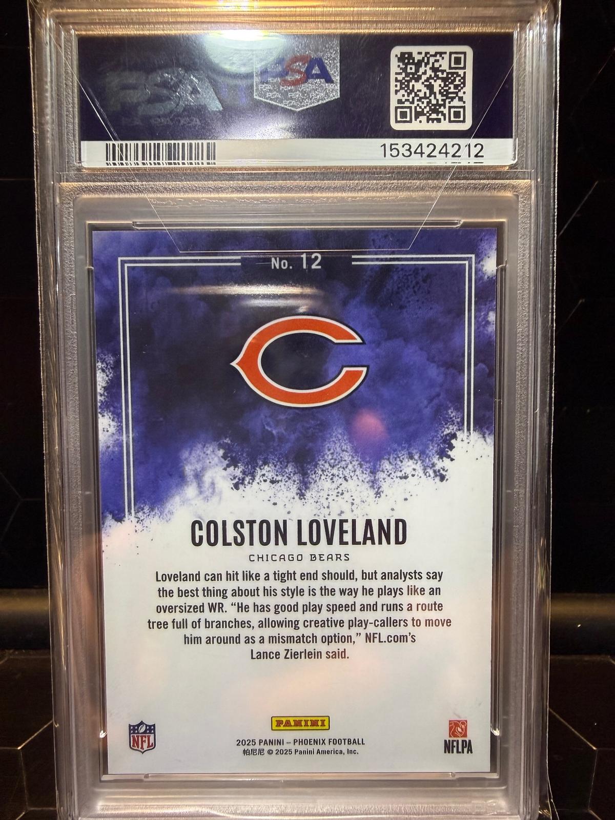 2025 Panini Phoenix Colston Loveland #12 Color Blast RC PSA 9