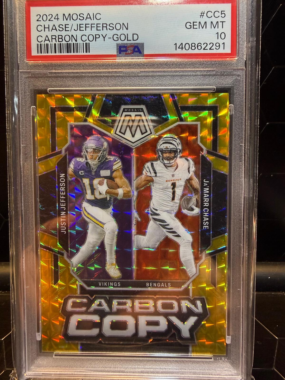 2024 Mosaic Justin Jefferson / Ja'Marr Chase #CC-5 Carbon Copy Gold /10 PSA 10