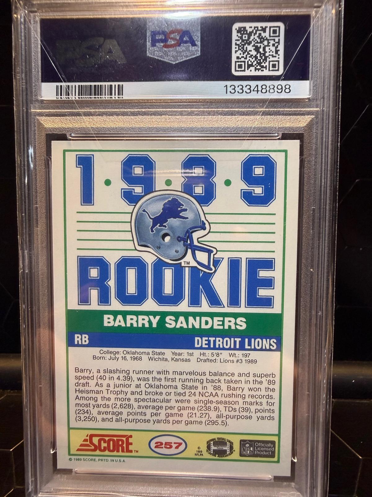 1989 Score Barry Sanders #257 RC PSA 9
