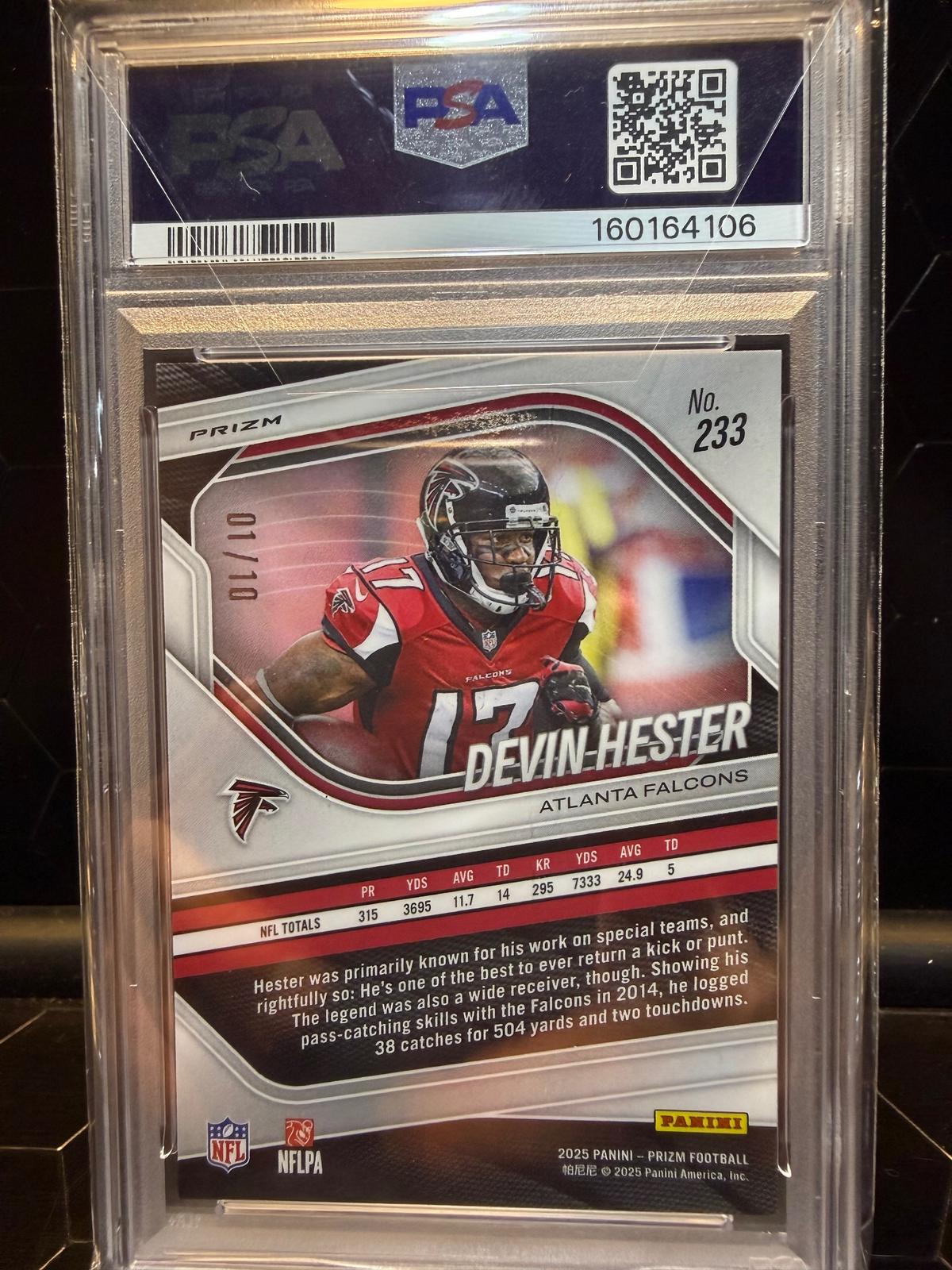 2025 Panini Prizm Devin Hester #233 Gold Prizm 01/10 PSA 10