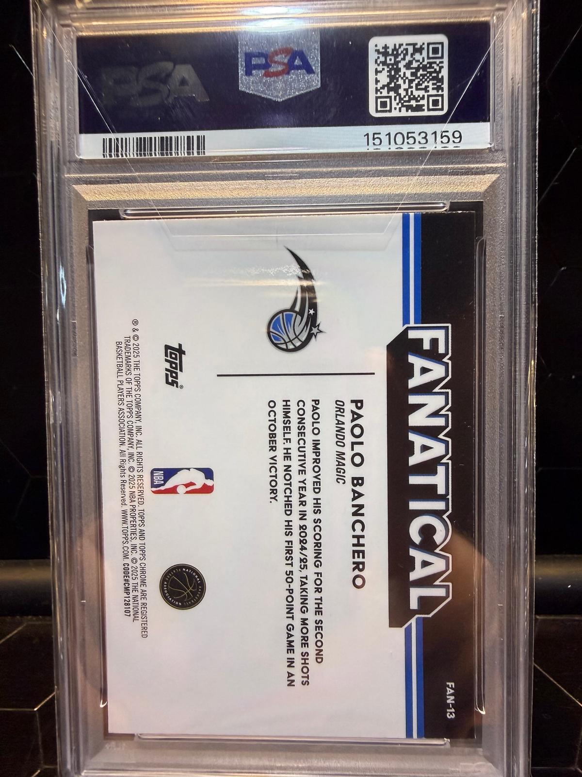 2025–26 Topps Chrome Paolo Banchero #FAN-13 Fanatical PSA 9