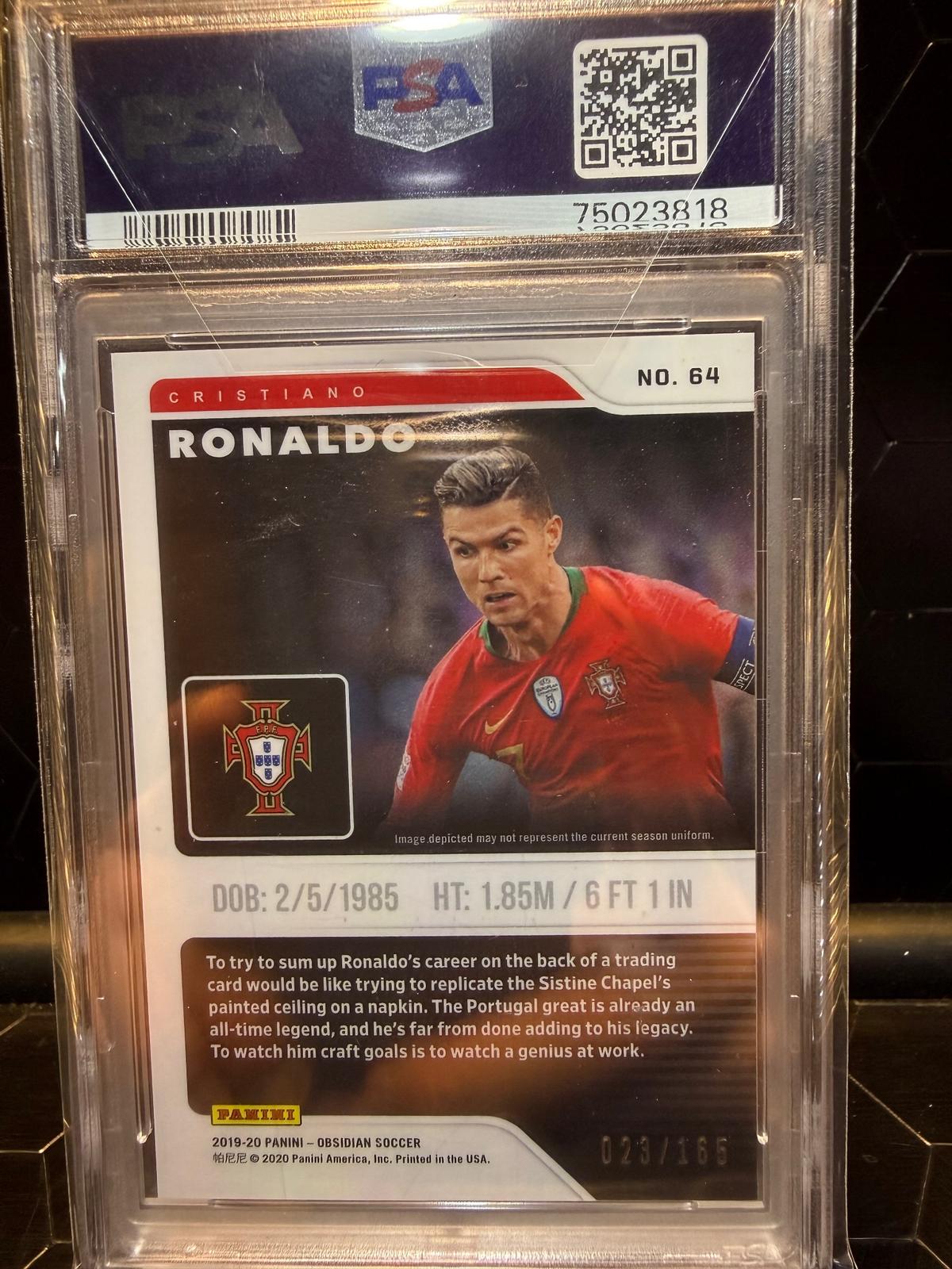 2019 Panini Obsidian Cristiano Ronaldo #64 023/165 PSA 10