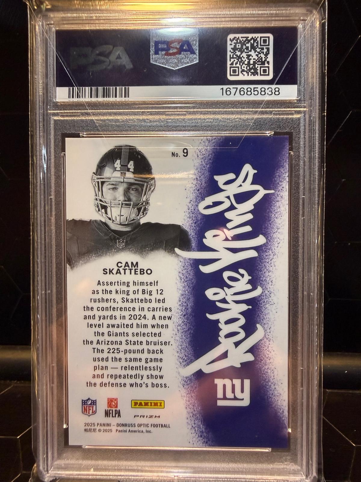 2025 Donruss Optic Cam Skattebo #9 Rookie Kings RC PSA 10