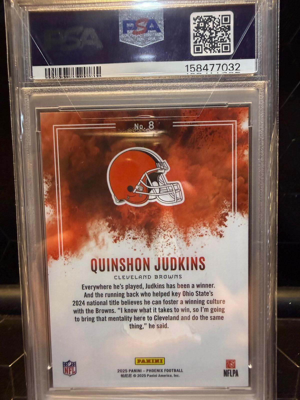 2025 Panini Phoenix Quinshon Judkins #8 Color Blast RC PSA 9