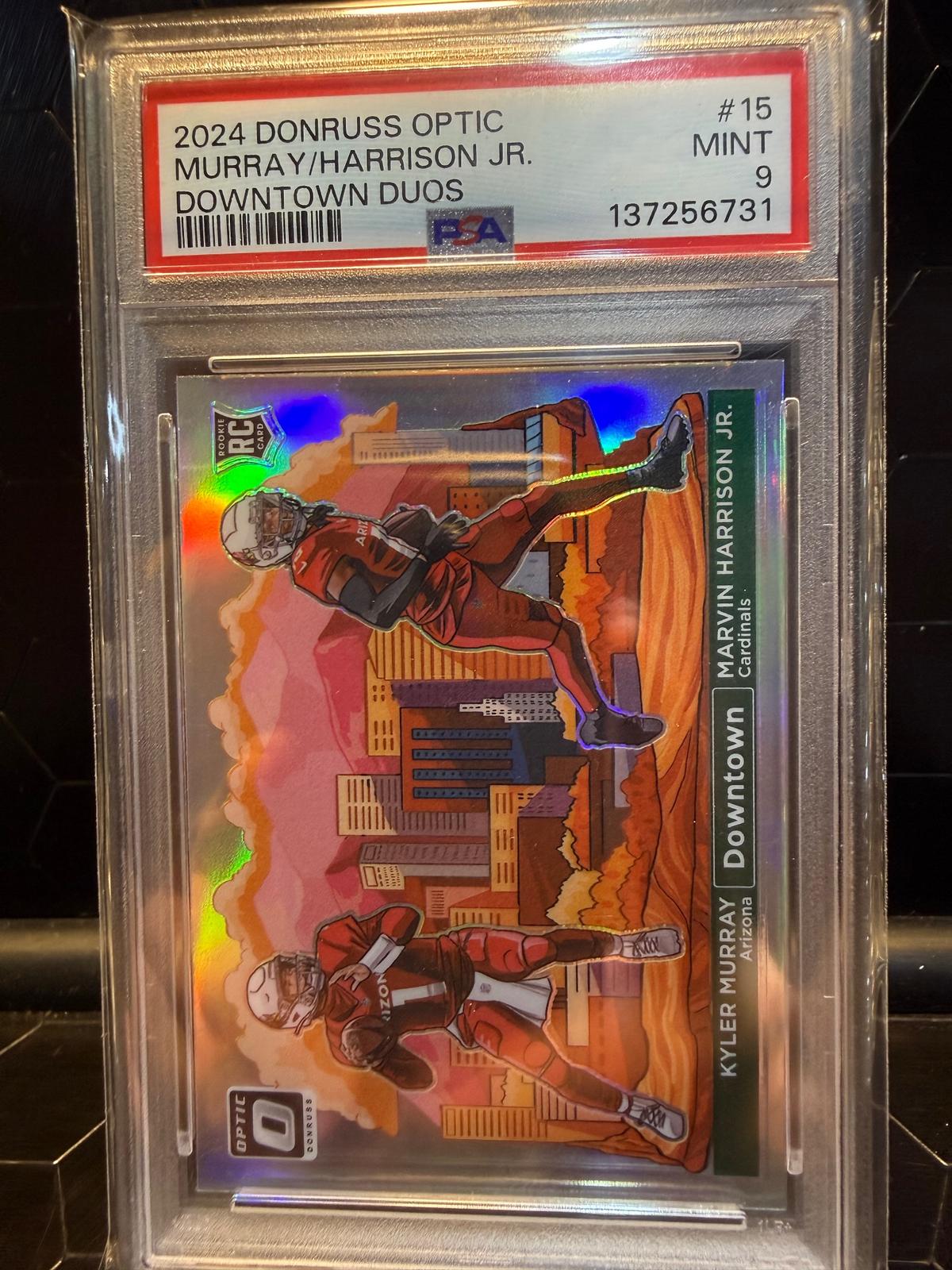 2024 Donruss Optic #15 Kyler Murray / Marvin Harrison Jr. Downtown Duos PSA 9