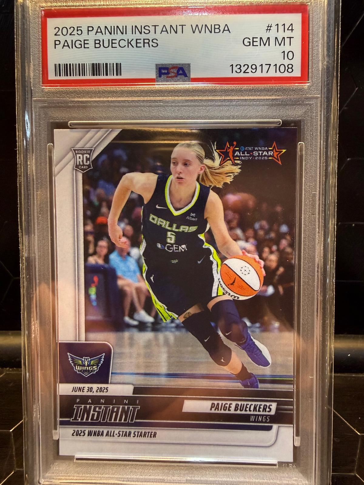 2025 Panini Instant WNBA Paige Bueckers #114 All-Star Starter RC PSA 10