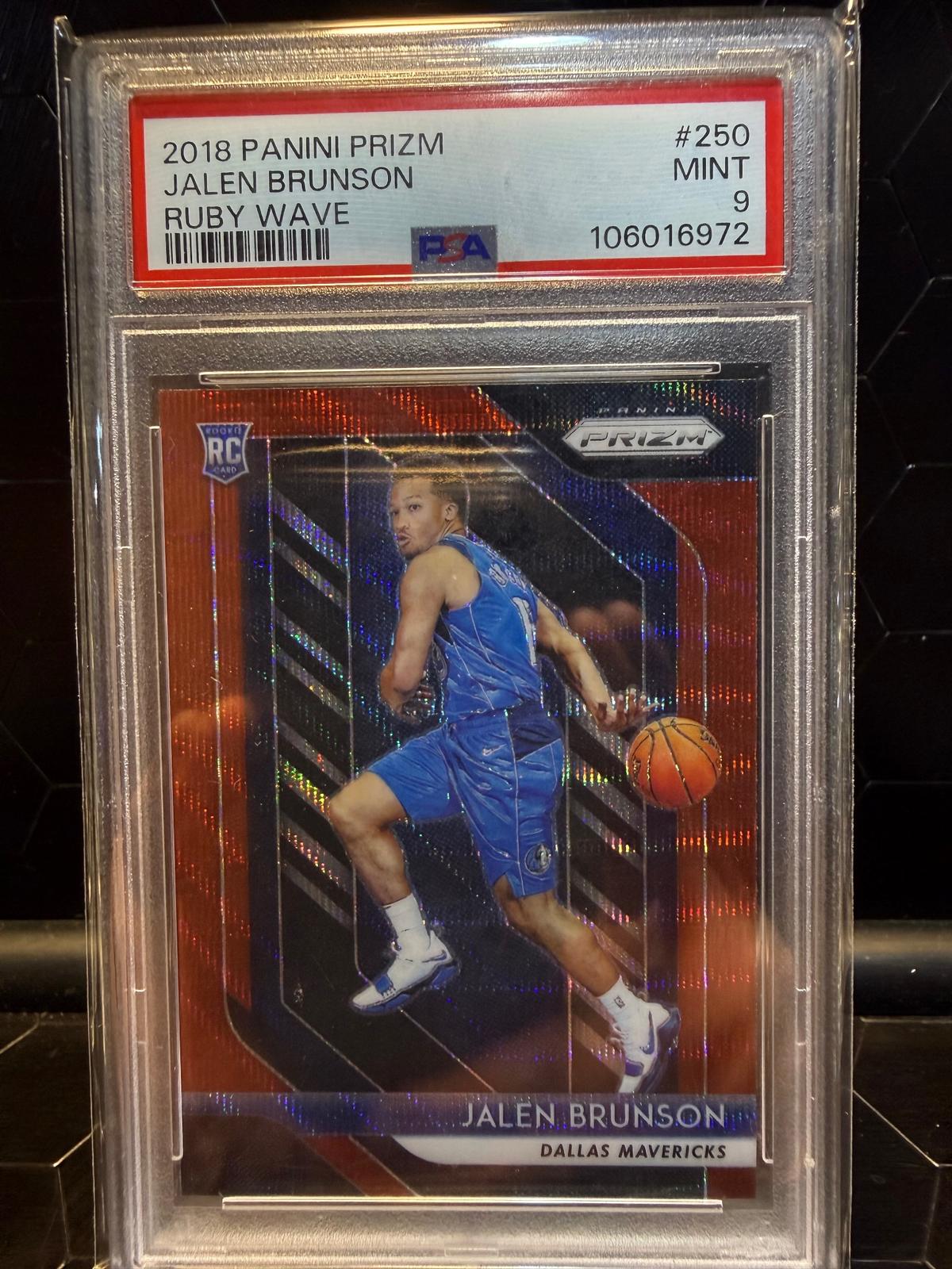 2018-19 Panini Prizm #250 Jalen Brunson Ruby Wave PSA 9