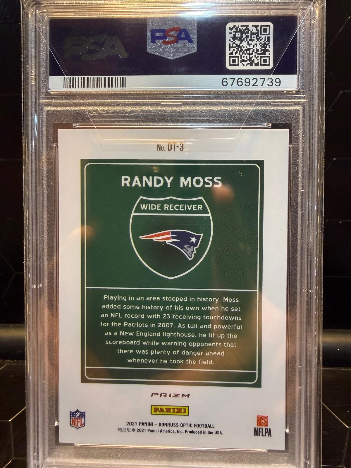 2021 Panini Donruss Optic #DT3 Randy Moss Downtown PSA 10