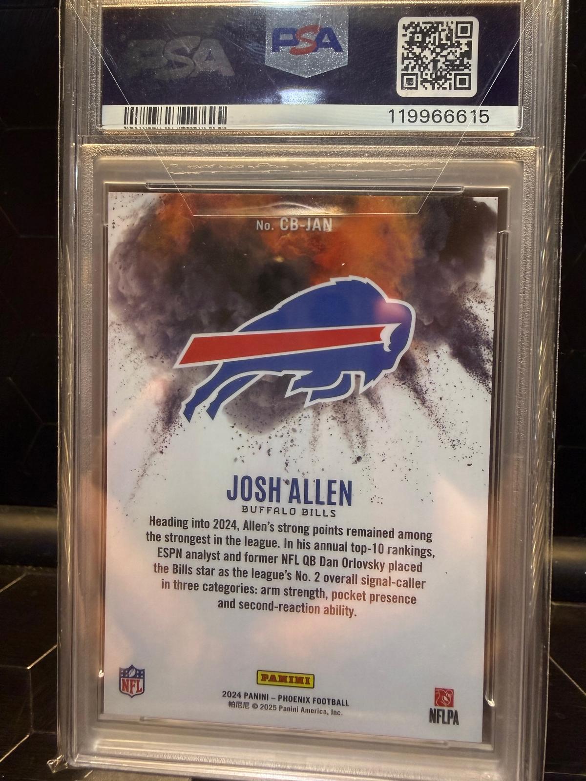 2024 Panini Phoenix Josh Allen #CB-JAN Color Blast PSA 10