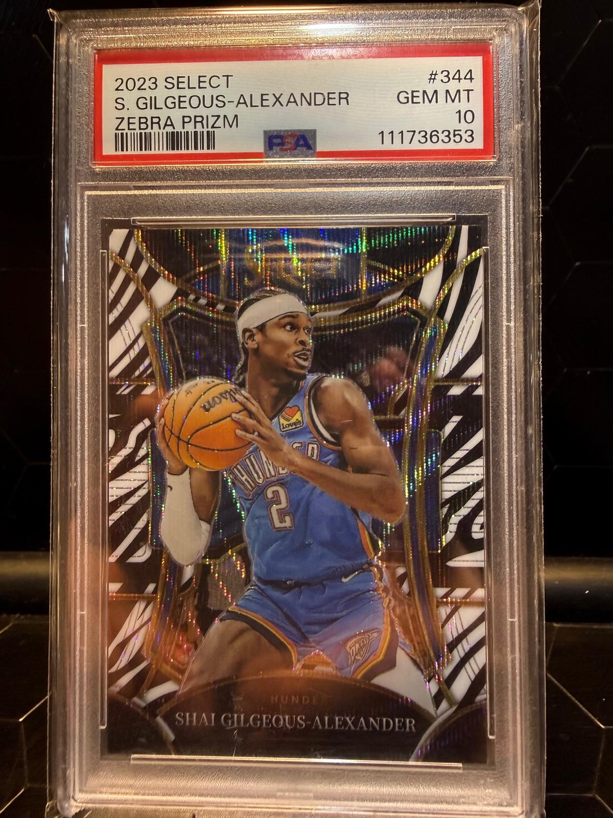 2023-24 Panini Select Shai Gilgeous-Alexander #344 Mezzanine Zebra Prizm PSA 10