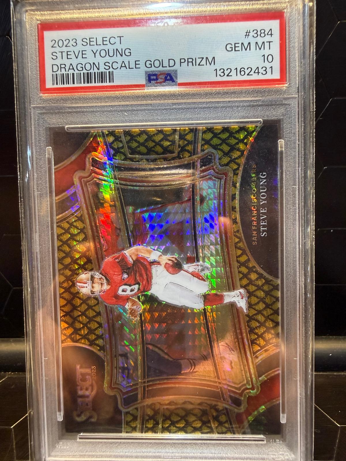 2023 Select Steve Young #384 Field Level Dragon Scale Gold Prizm /10 PSA 10