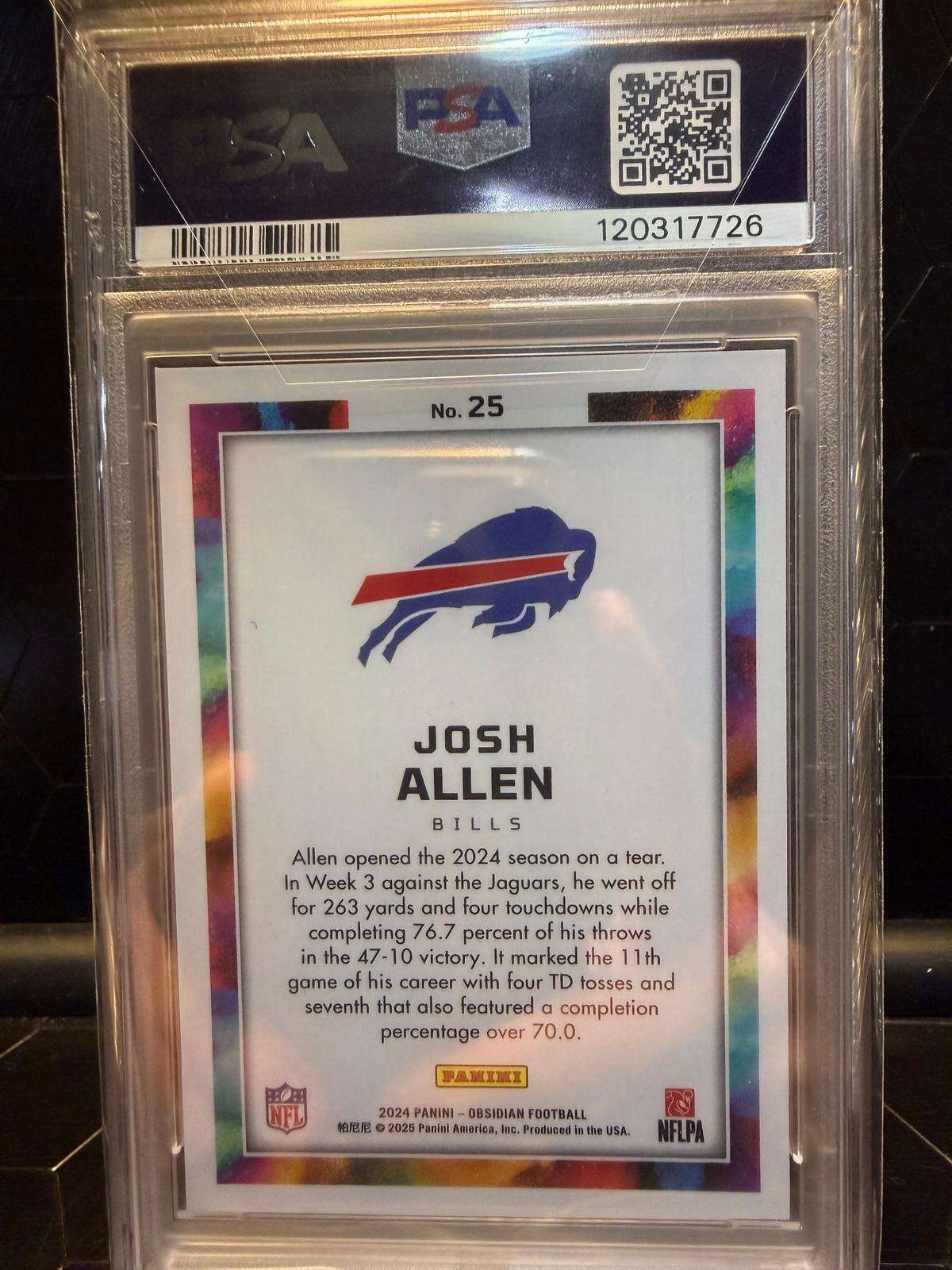 2024 Panini Obsidian #25 Josh Allen Black Color Blast PSA 10