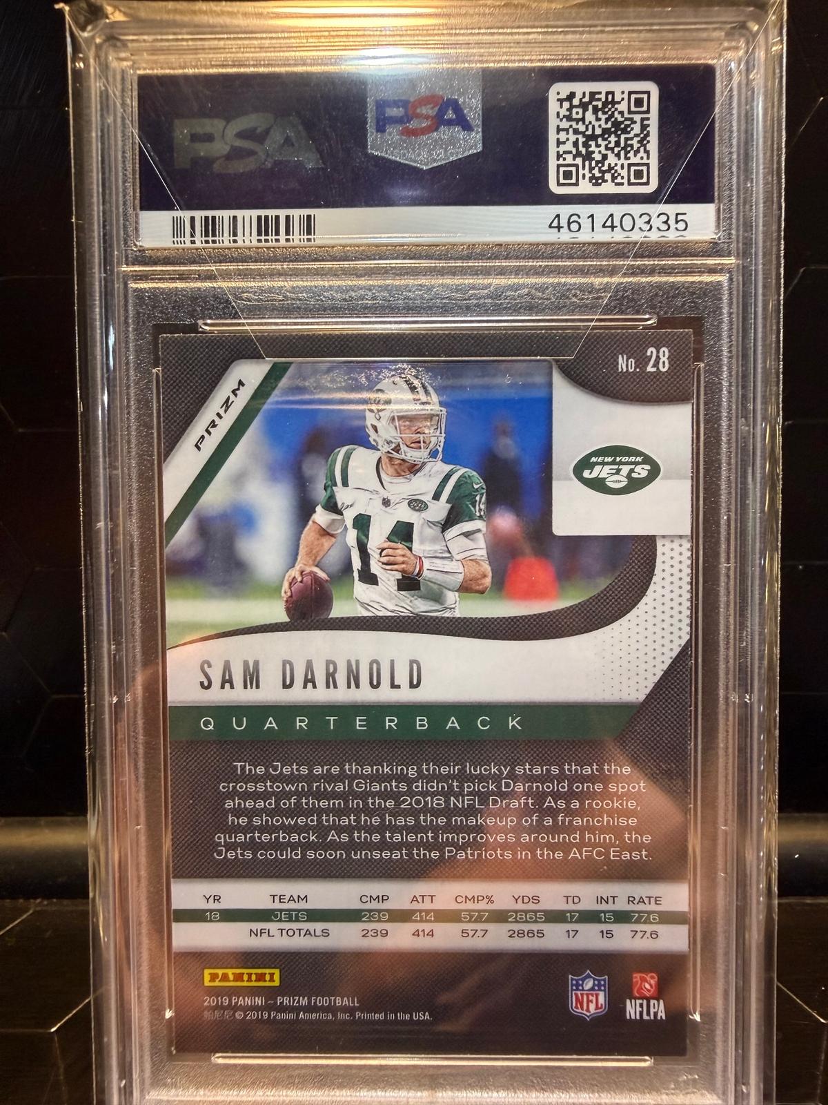 2019 Panini Prizm Sam Darnold #28 White Sparkle Prizm PSA 10