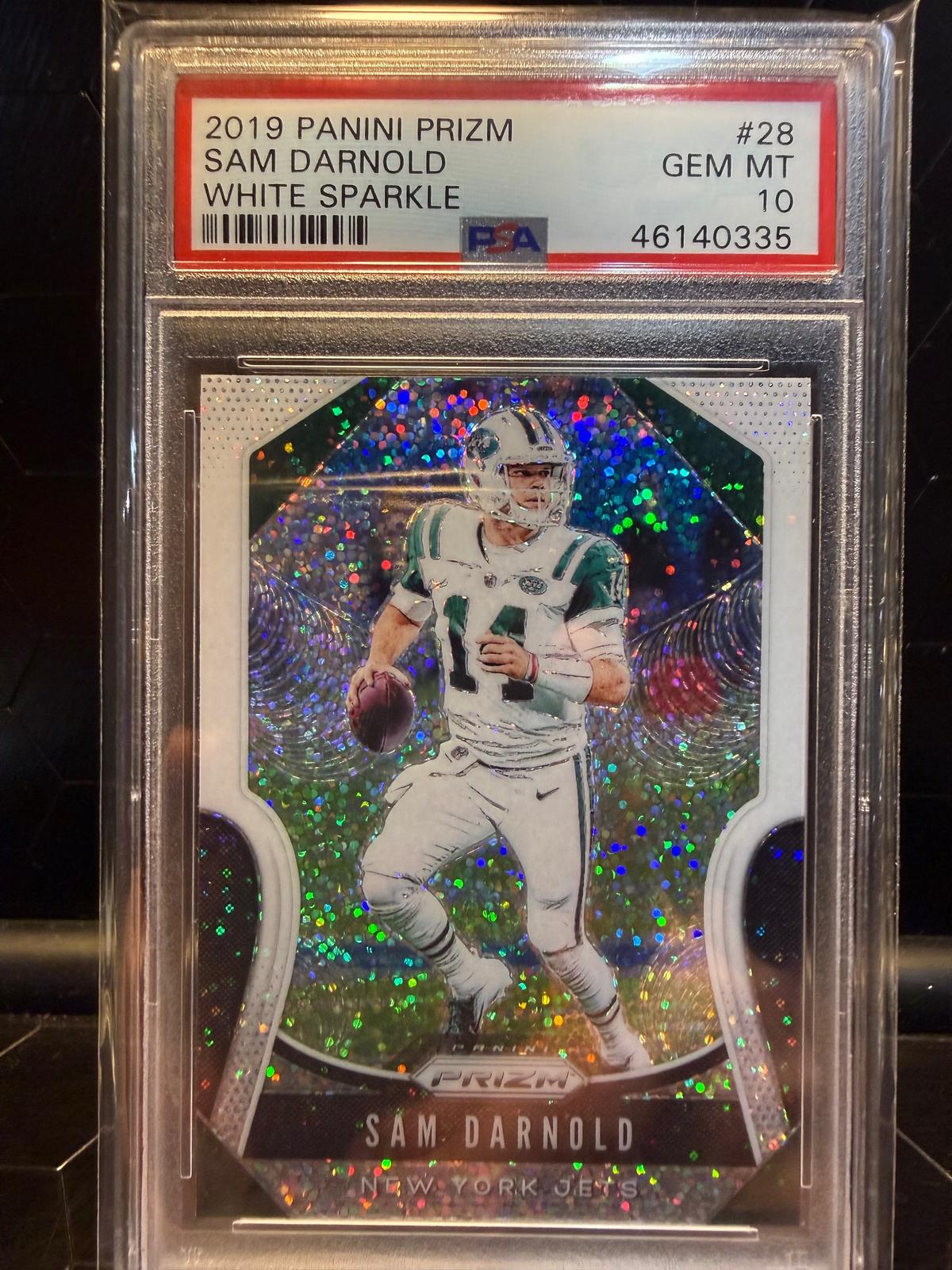 2019 Panini Prizm Sam Darnold #28 White Sparkle Prizm PSA 10