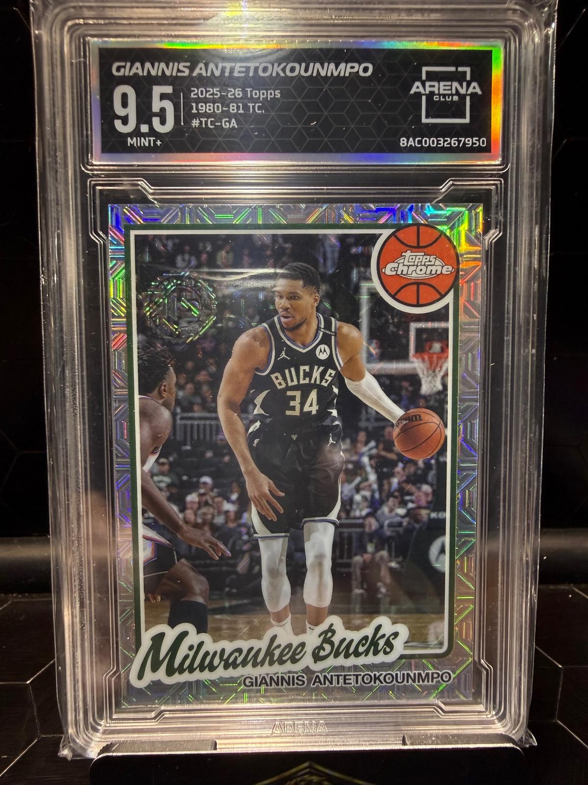 2025-26 Topps Chrome Giannis Antetokounmpo #TC-GA 1980-81 Arena Club 9.5