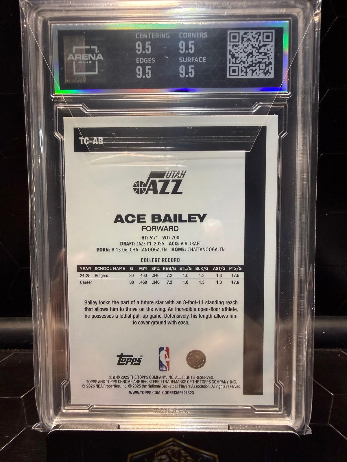 2025-26 Topps Chrome Ace Bailey #TC-AB 1980-81 Topps Chrome RC Arena Club 9.5