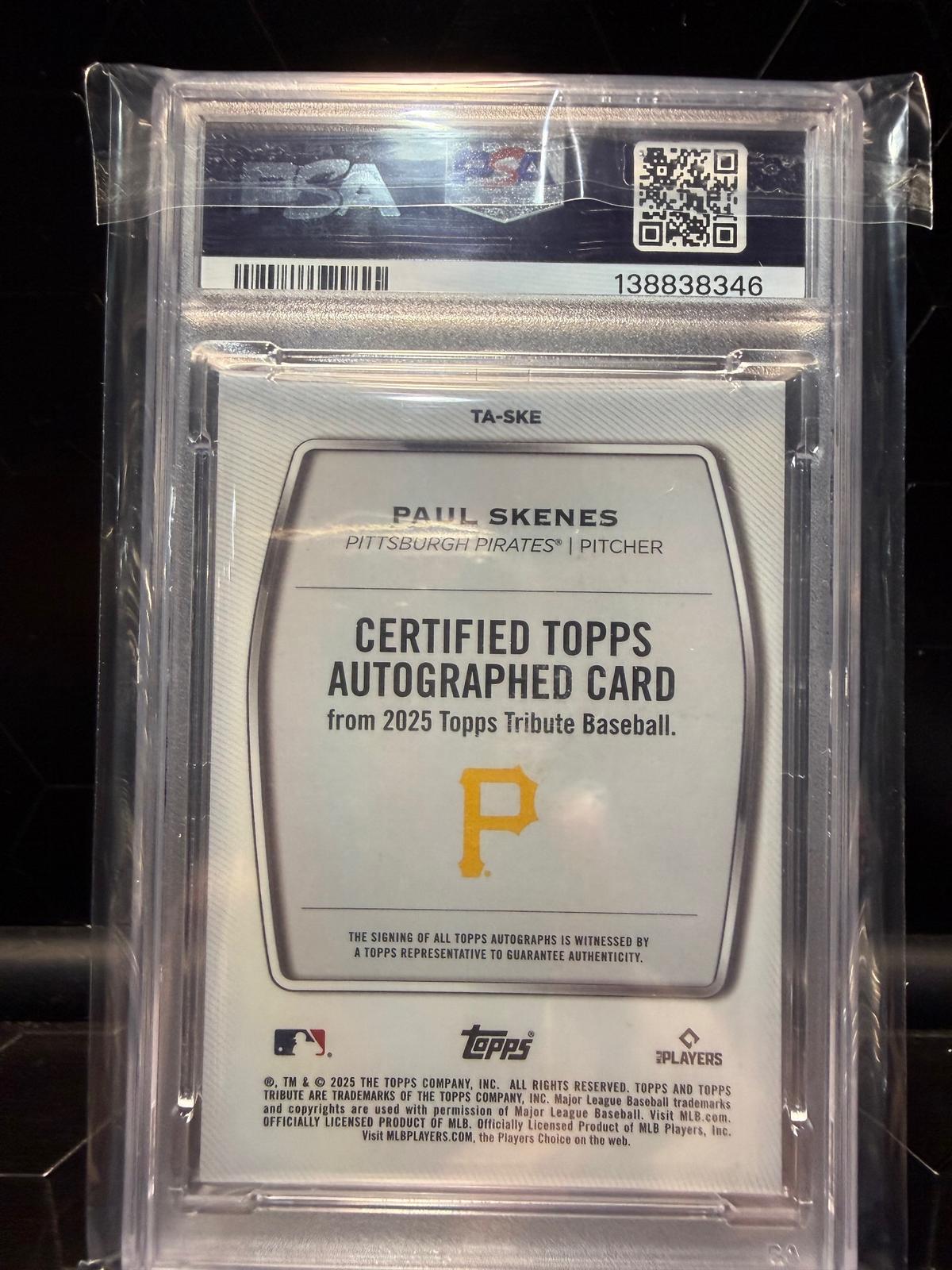 2025 Topps Tribute Paul Skenes #TA-SKE Gold Autograph /75 PSA 9