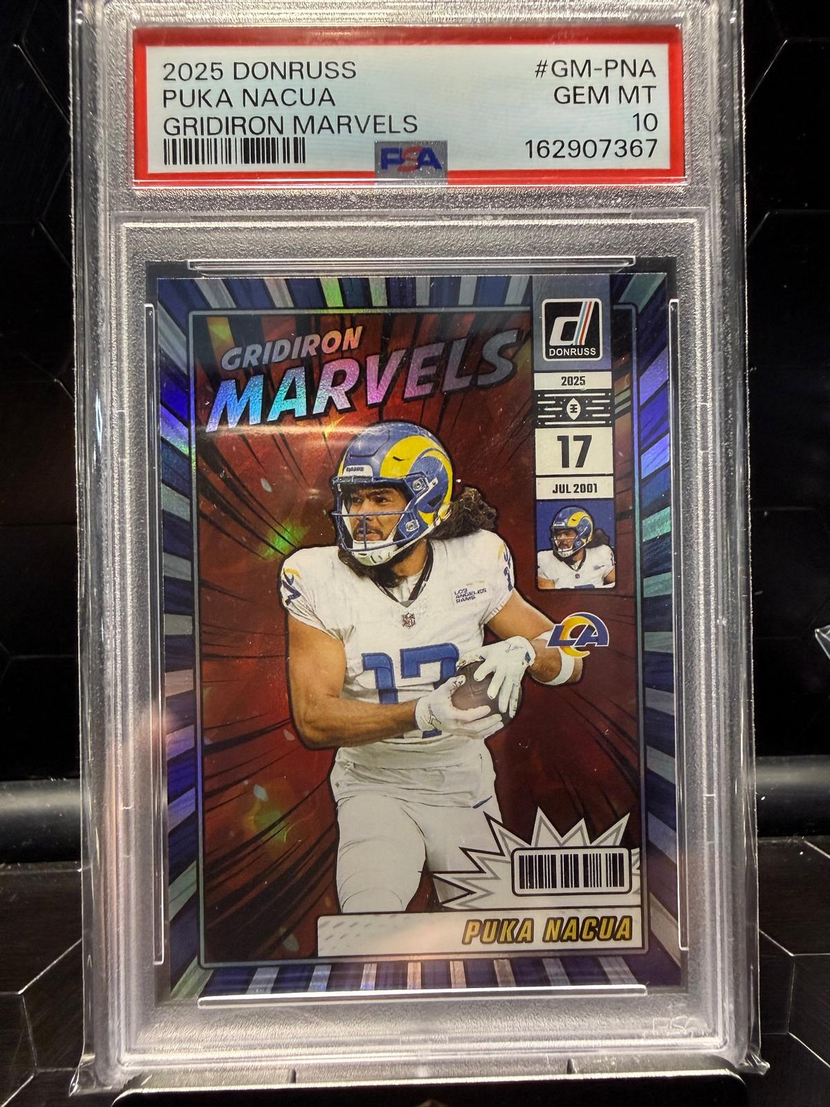 2025 Panini Donruss #GM-PNA Puka Nacua Gridiron Marvels PSA 10