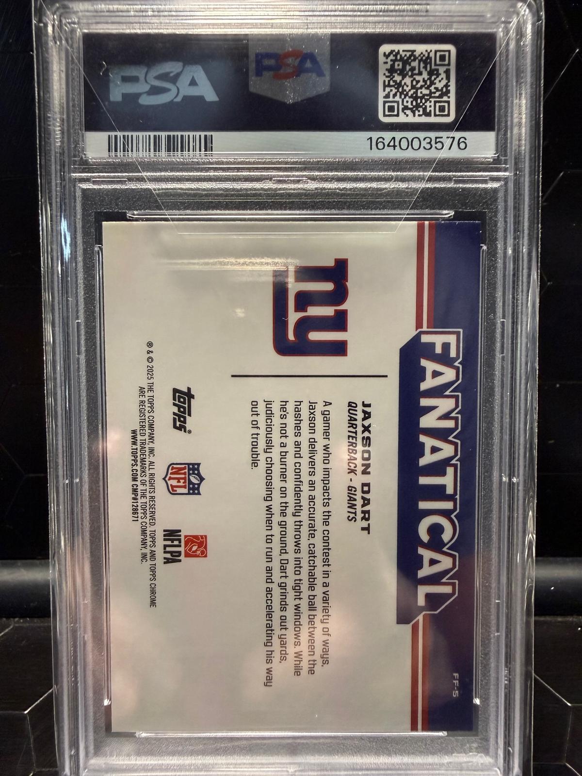 2025 Topps Chrome Jaxson Dart #5 Fanatical RC PSA 9